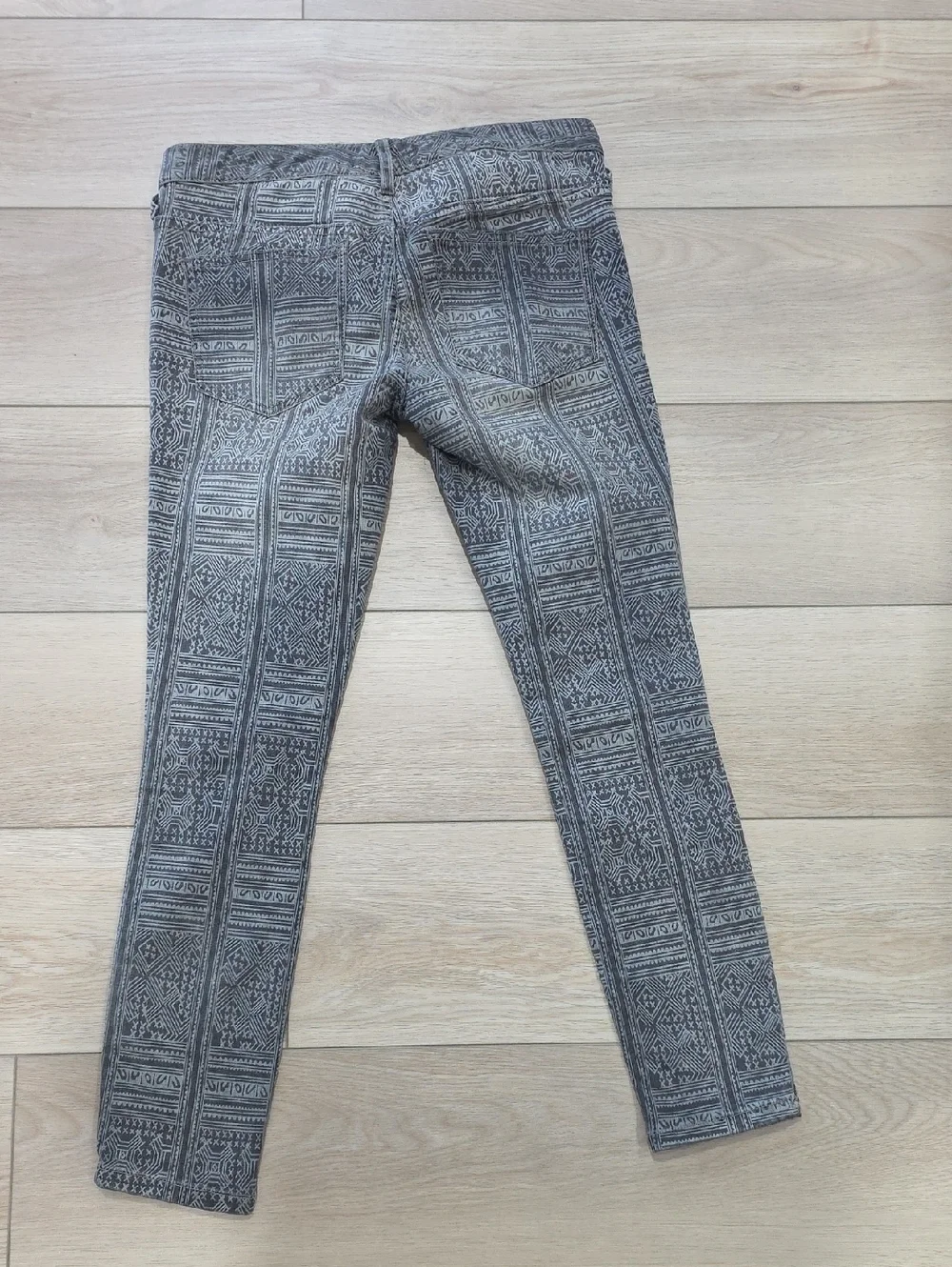 Free People Gray Patterned Slim Leg Pants